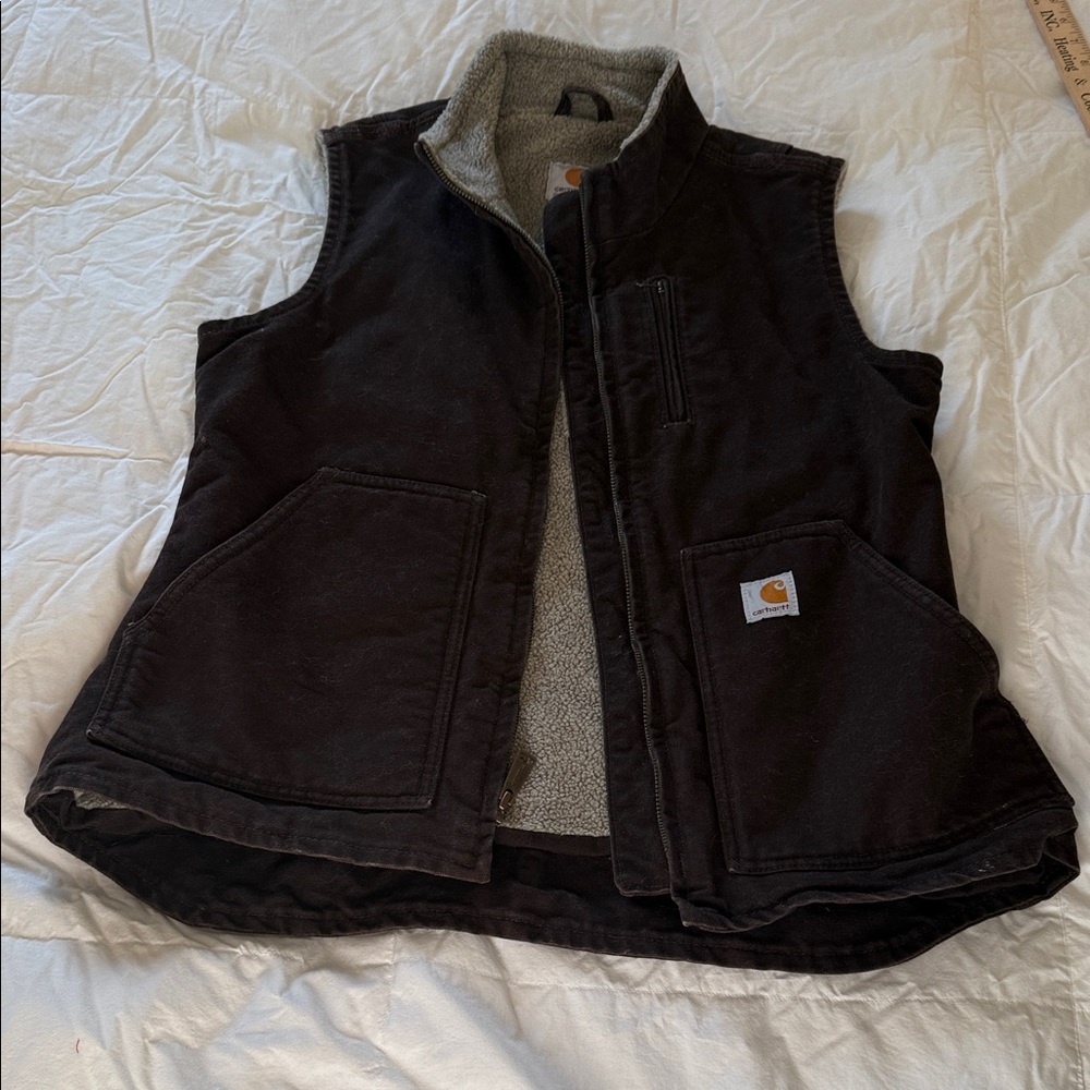 Carhartt Dark Brown Vest with Sherpa Lining